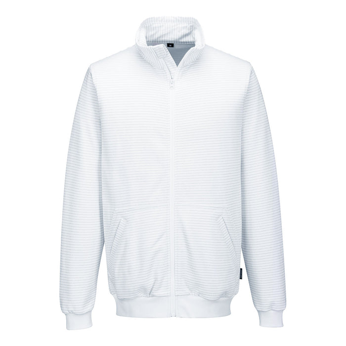 Portwest AS25 - Anti-Static ESD Zip Sweatshirt - White