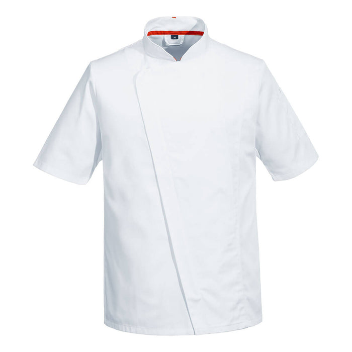 Portwest C739 - Chef's Mesh Air Pro Asymmetrical Jacket S/S - White