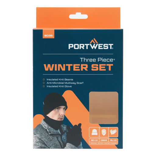 Portwest B035 - Winter Accessory Set (3pcs) - Black B035-BKR-One Size