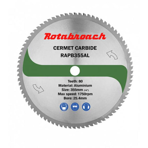 Rotabroach Rotabroach Aluminium Cermet Blade 355mm x 25.4mm x 80T RAPB355AL RAPB355-DEF-4