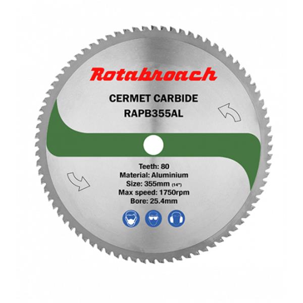 Rotabroach Rotabroach Aluminium Cermet Blade 355mm x 25.4mm x 80T RAPB355AL RAPB355-DEF-4
