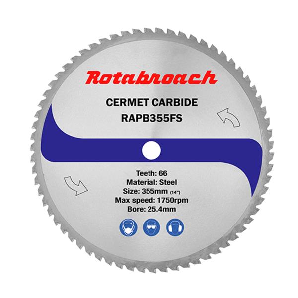 Rotabroach Rotabroach Mild Steel Cermet Blade 355mm x 25.4mm x 66T RAPB355FS RAPB355-DEF