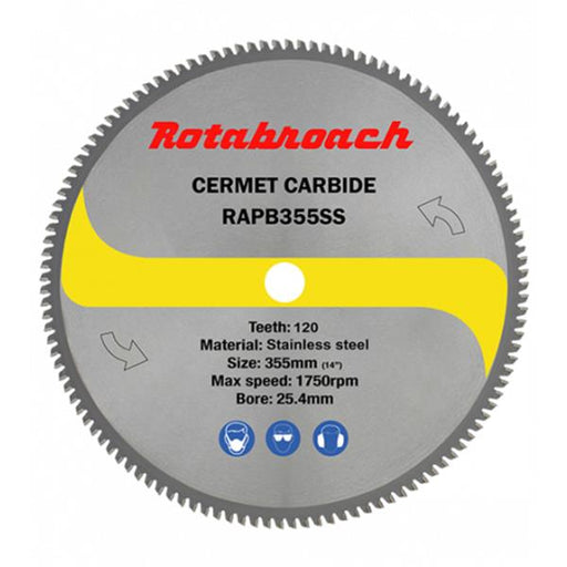 Rotabroach Rotabroach Stainless Steel Cermet Blade 355mm x 25.4mm x 120T RAPB355SS RAPB355-DEF-2