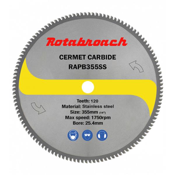 Rotabroach Rotabroach Stainless Steel Cermet Blade 355mm x 25.4mm x 120T RAPB355SS RAPB355-DEF-2