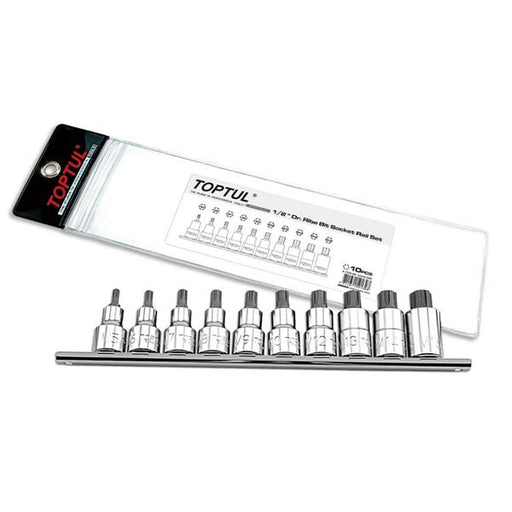 Toptul Toptul 10PCS 1/2"DR Ribe Bit Socket Rail Set GAAG1002