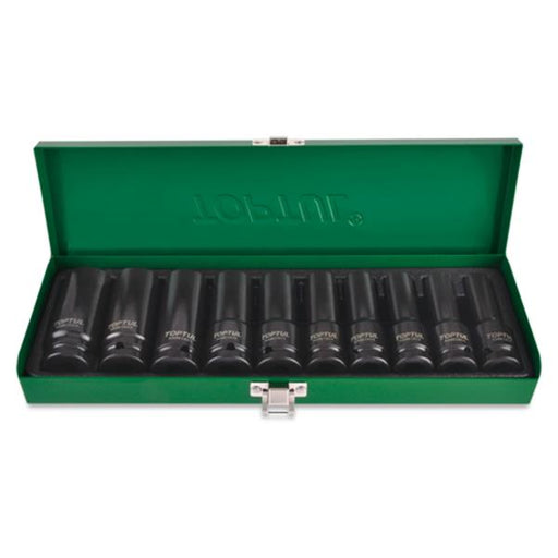 Toptul Toptul 1/2"Dr Deep impact socket set 10Pc 10-24mm GDAD1002