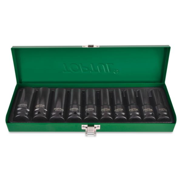 Toptul Toptul 1/2"Dr Deep impact socket set 10Pc 10-24mm GDAD1002