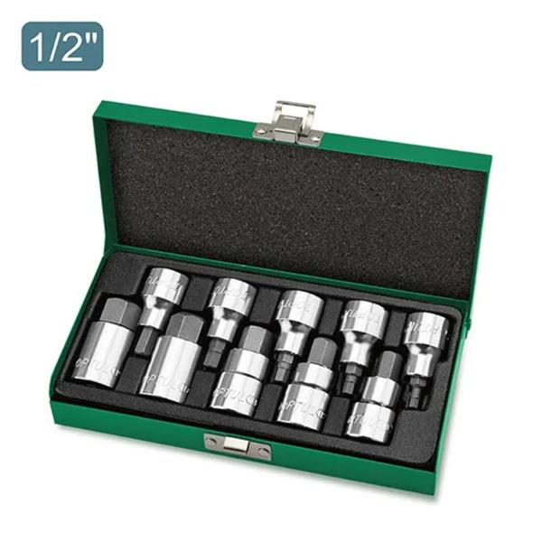 Toptul Toptul 9pce 1/2"dr Hex bit socket set 4-19mm GAAD1007