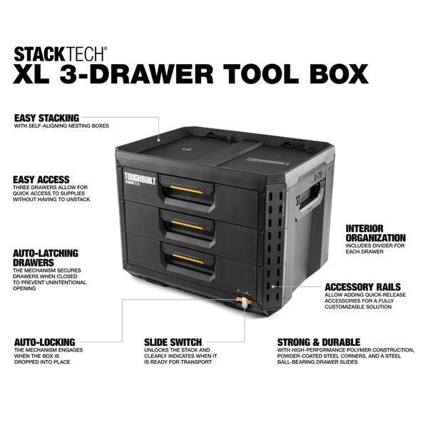 Toughbuilt Toughbuilt StackTech XL 3-Drawer Tool Box TB-B1-D-70-3 TB-B1-D-70-3