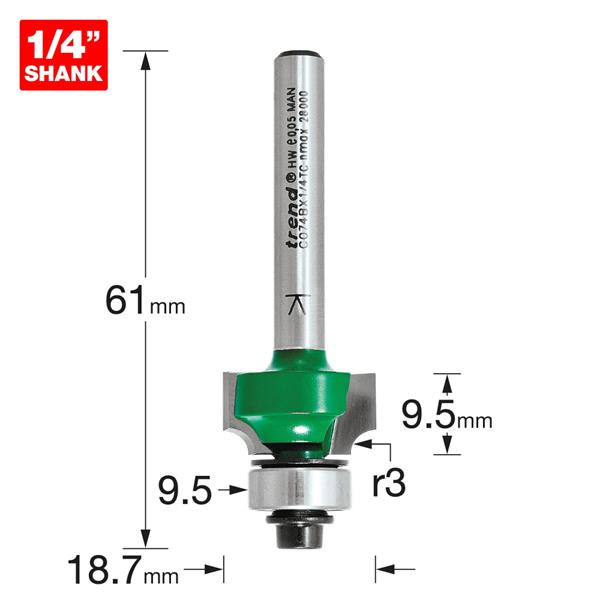 Trend Trend Rounding over 3.0mm radius x 9.5mm cut C074BX1-4TC
