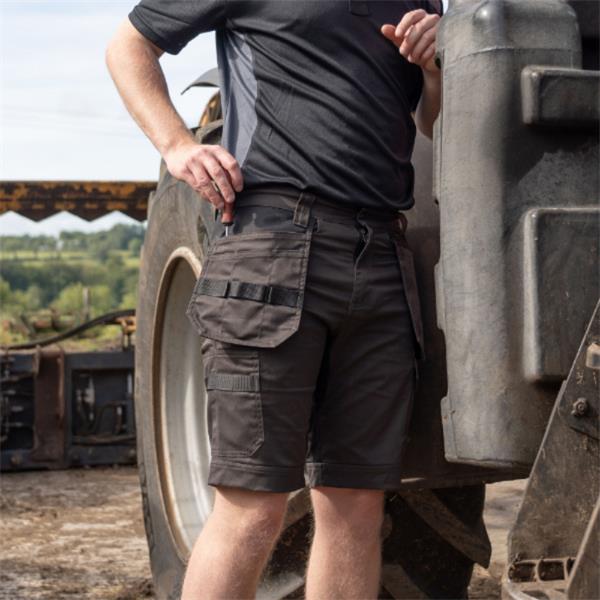 Xpert Xpert XPP6610 Pro Stretch+ Holster Pocket Work Shorts Grey/Black